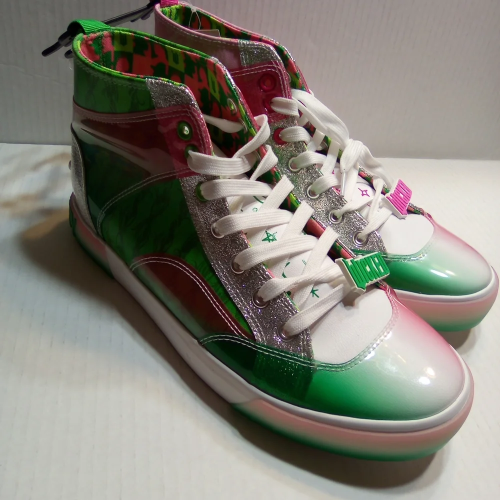 WICKED Pink and Green High-Top Sneakers - Picture 7 of 7